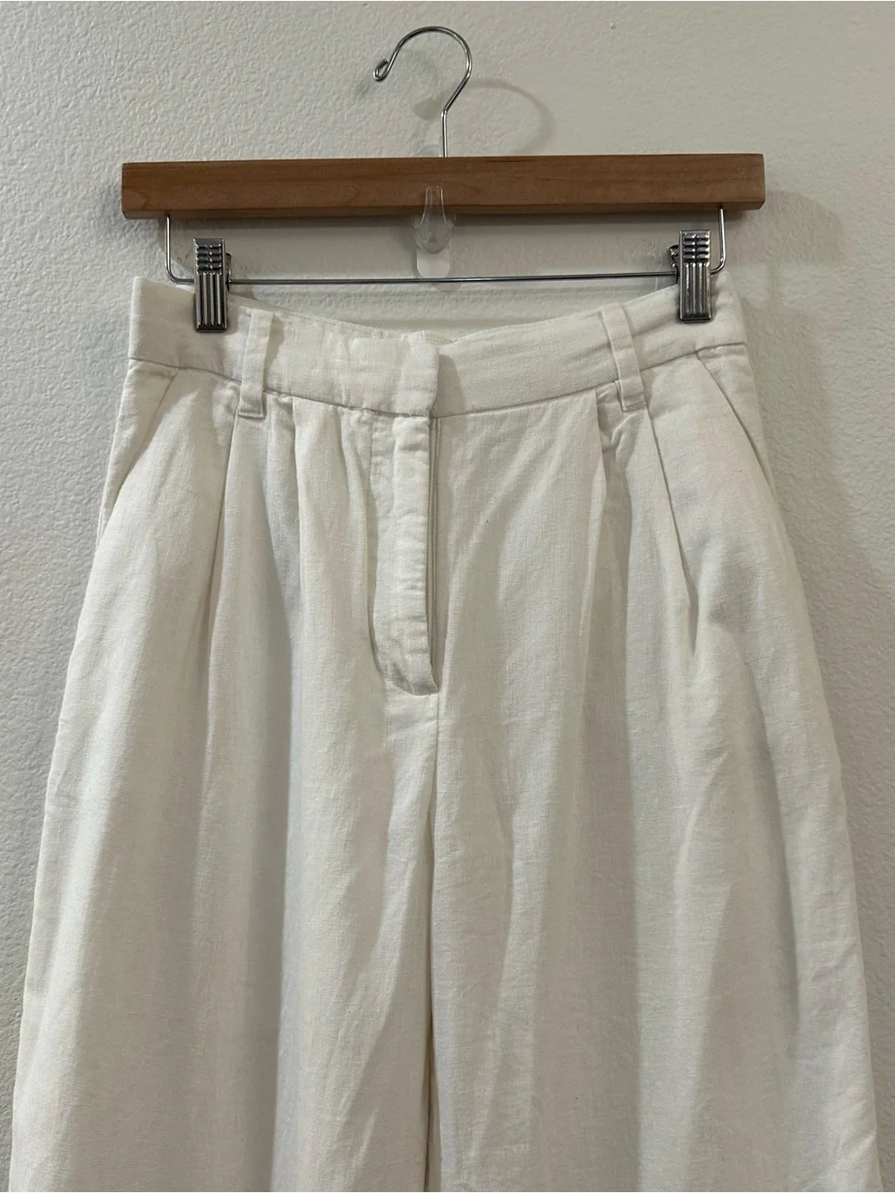 Abercrombie & Fitch Sloane Linen-Blend Tailored Wide Leg Pant White Size XS - Picture 5 of 13